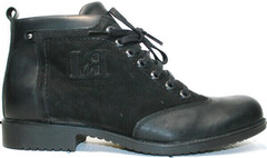 Качественные зимние ботинки мужские кожаные Luciano Bellini 6057-58K Black Leathers & Nubuk.
