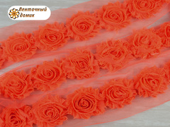 Шифоновые шебби-розы неоновый оранж диаметр 6 см