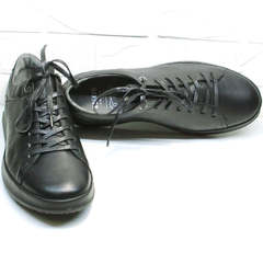 Стильные черные кроссовки кеды из натуральной кожи весна осень Ikoc 1725-1 Black.