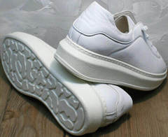 Женские низкие кеды кроссовки на высокой подошве белые Rozen M-520 All White.