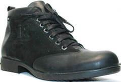 Черные зимние ботинки мужские классические Luciano Bellini 6057-58K Black Leathers & Nubuk.
