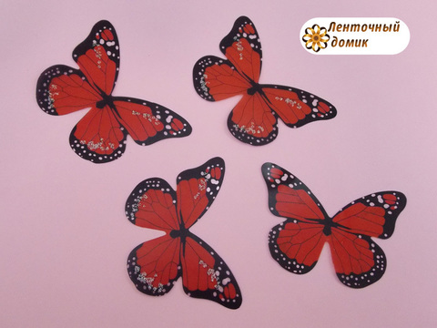 Набор бабочек из прозрачной пленки красный