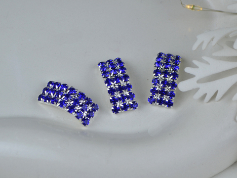 Декор Стразовий прямокутник з перетинкою синій