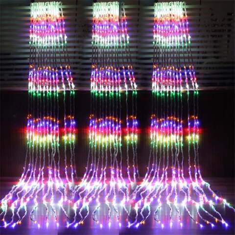 Гирлянда водопад 2х2м метра 300 LED разноцветная мультик