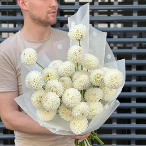 33 dahlias in a bouquet «Pearls», Flowers: Dahlia