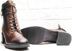 Женские кожаные ботинки на высокой подошве G.U.E.R.O 108636 Dark Brown.