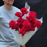 Photo of 19 roses in a bouquet «Red panther»