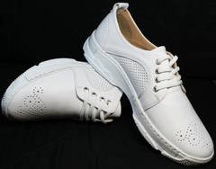 Летние кожаные кроссовки на каждый день женские Derem 18-104-04 All White.