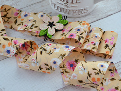 Стрічка текстильна Польві квіти світлий-персик 38 мм
