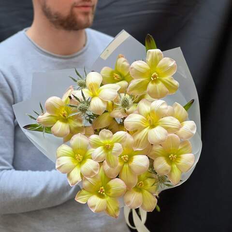 Bouquet «Starlight», Flowers: Tulipa, Eryngium