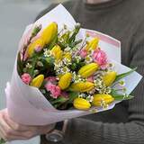 Photo of Cute bright bouquet with tulips «Her Smile»