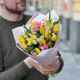 Photo of Cute bright bouquet with tulips «Her Smile»