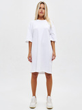 Платье-футболка белое с удлиненным рукавом Love&Live фото 1
