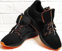Чорні кросівки сітка чоловічі. Пума кросівки для міста. Літні кросівки чоловічі недорого Puma Black Orange.