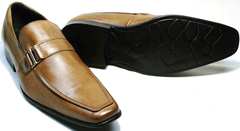 Коричневые кожаные туфли лоферы мужские Mariner 12211 Light Brown.