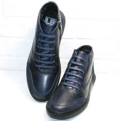 Модные мужские зимние ботинки кожаные Luciano Bellini BC2802 L Blue.