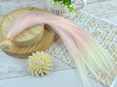 Треси для бантиків та ляльок, довжина волосся 35 см омбре персиковий-крем