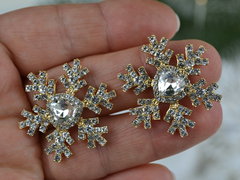 Декор Стразова сніжинка з сердечком золота