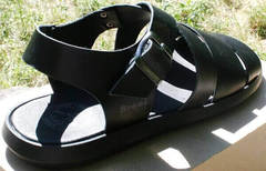 Босоножки мужские сандалии из натуральной кожи. Черные босоножки сандалии на лето Broni Black.   42 размер