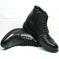 Черные зимние ботинки на меху мужские LucianoBelliniBC3801L-Black.