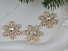 Декор Стразова сніжинка з сердечком золота