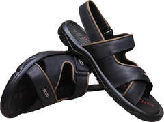 Модные босоножки сандалии кожаные мужские Ecco 814-7-1 All Black.