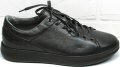 Чисто черные кроссовки кеды кожаные мужские демисезонные Ikoc 1725-1 Black.