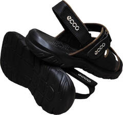 Мужские кожаные сандали на плоской подошве Ecco 814-7-1 All Black.
