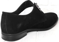 Класичні туфлі чоловічі замшеві. Чорні туфлі дербі Ікос Black Suede