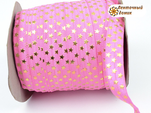 Резинка для повязок со звездами ярко-розовая 15 мм