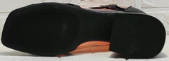 Квадратные босоножки на толстом каблуке Evromoda 166606 Black Leather.