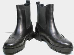 Женские ботинки из натуральной кожи Jina 7113 Leather Black