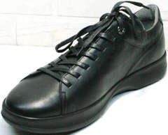 Черные кеды туфли спортивные мужские кожаные осень весна Ikoc 1725-1 Black.