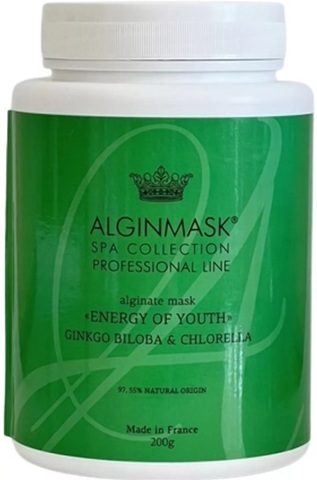 Альгинатная маска для лица Энергия молодости Alginate Mask Energy of Youth Ginkgo Biloba & Chlorella, Alginmask