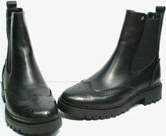 Осенне весенние ботинки женские Jina 7113 Leather Black