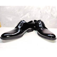 Классические кожаные туфли дерби мужские лаковые Ikoc 2118-6 Patent Black Leather.