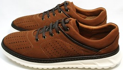 Коричневые кроссовки из нубука мужские Vitto Men Shoes 1830 Brown White