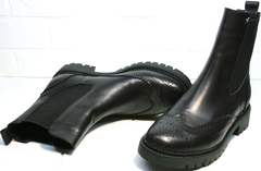 Кожаные осенние ботинки Jina 7113 Leather Black