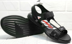 Открытые сандали босоножки на лето мужские Nike 40-3 Leather Black.
