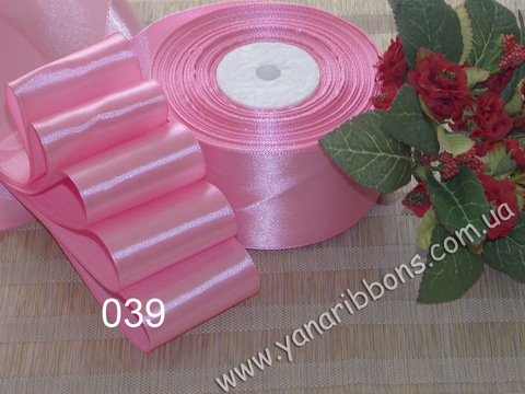 Лента атласная однотонная розовая - 039
