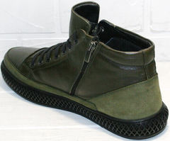 Зимние ботинки мужские кожаные термо Luciano Bellini BC2803 TL Khaki.