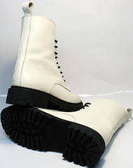 Зимние модные ботинки кожаные с мехом женские Ari Andano 740 Milk Black.