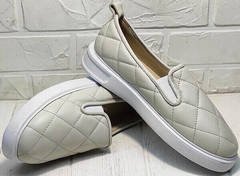 Кожаные туфли женские слипоны на толстой подошве Alpino 21YA-Y2859 Cream.