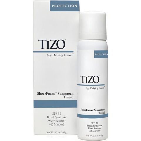 TIZO Спрей солнцезащитный для лица и тела с оттенком | SheerFoam SPF-30 Tinted