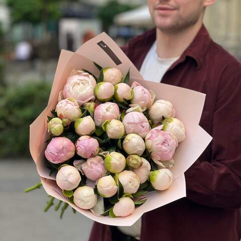 25 incredibly delicate peonies in a bouquet «Airy souffle», Flowers: Paeonia, 25 pcs.