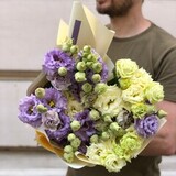 Photo of Picturesque bouquet of delicate eustoma «Lemon-violet»