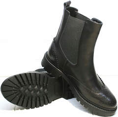 Черные осенние ботинки женские Jina 7113 Leather Black