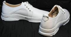 Белые туфли на шнурках сникерсы женские летние Derem 18-104-04 All White