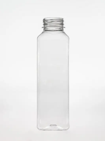 Бутылка 500 мл с широким горлом квадратная ø 38 мм прозрачная