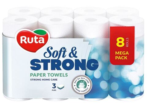Полотенца бумажные Ruta Soft&Strong 3сл. (8 рул.) белые (R0203)